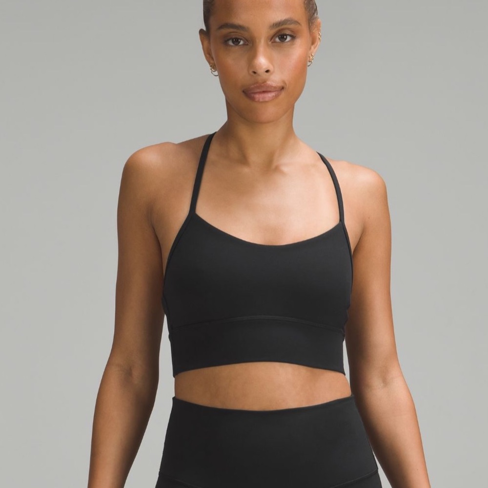 Lululemon black longline style flow y bra